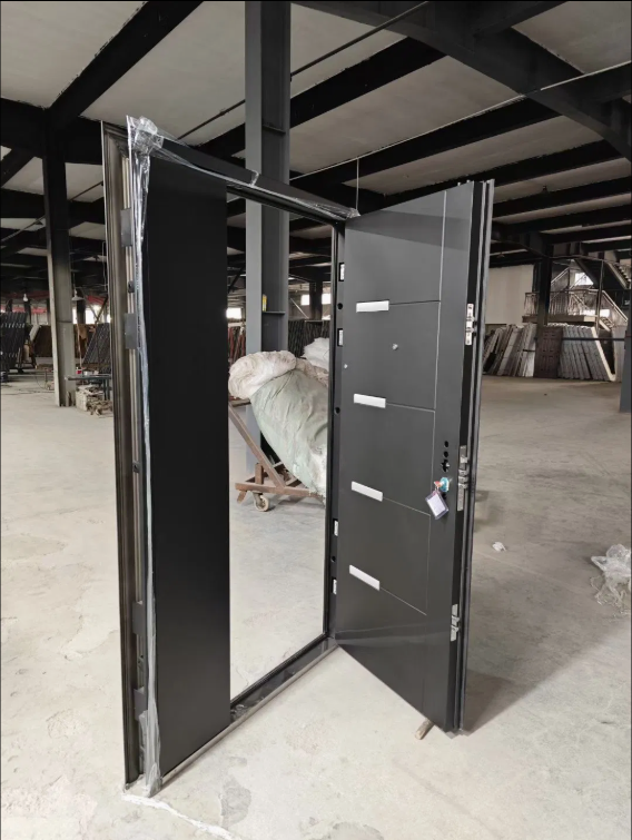 Grey Color Exterior Steel Security Entry Door