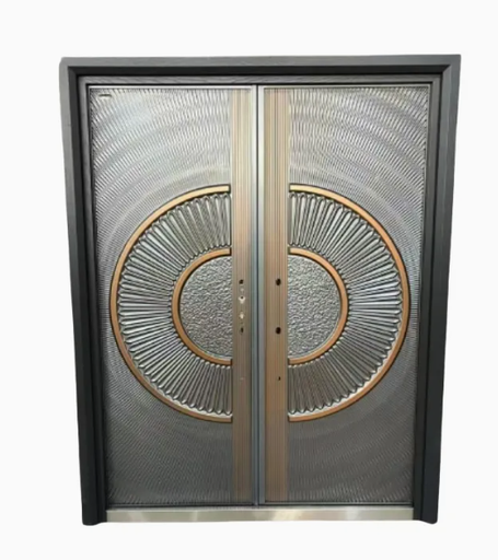 Wooden Sliding Aluminium Smart Lock Security Steel Door